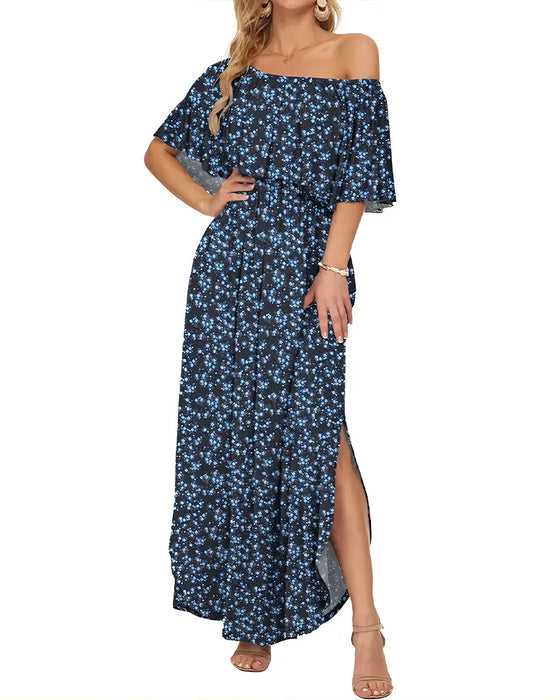 Kjole Elegant Blekkvask Blomstret Maxi