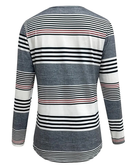 T - Shirt Med Striper For Casual Dragt
