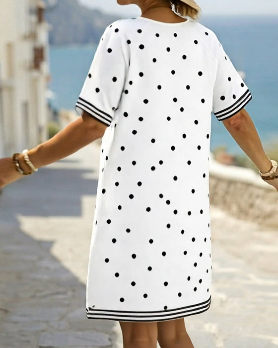 Kjole Prikket Stripete Shift