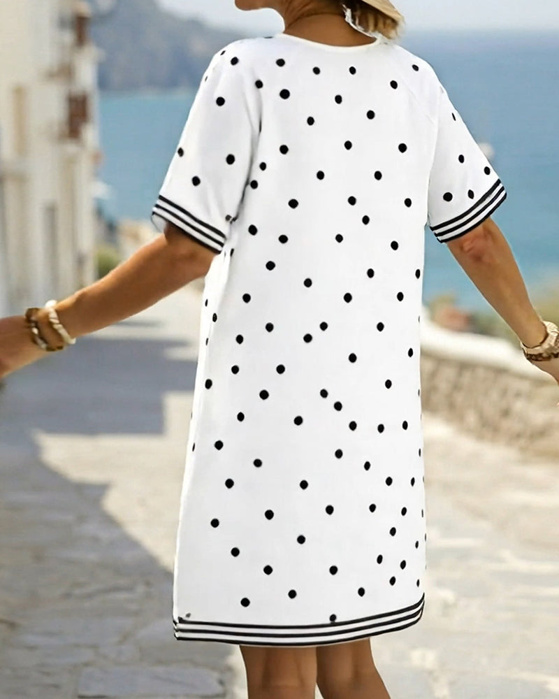 Kjole Prikket Stripete Shift