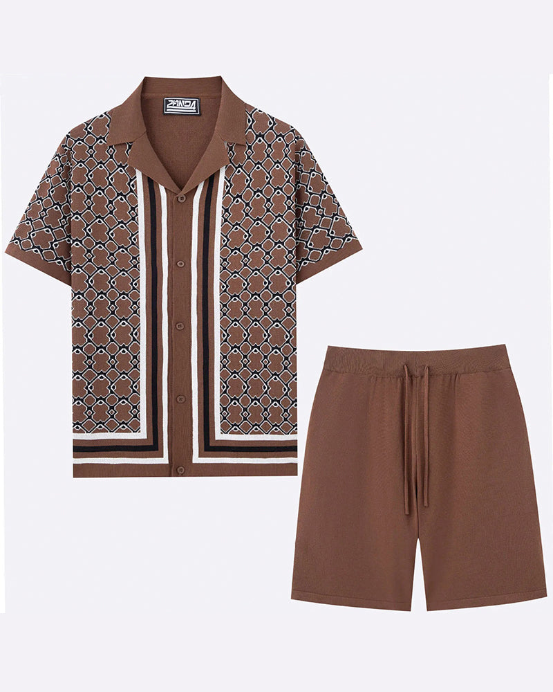 Sett Kortermet Cardigan Og Shorts Todelt