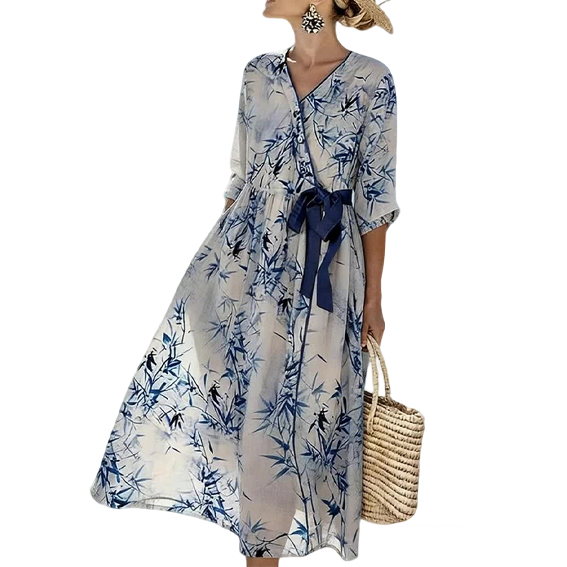 Kjole Trykt Knyt Løs