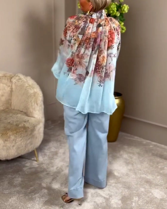 Skjorte Lanternearm Ståkrage Trykk