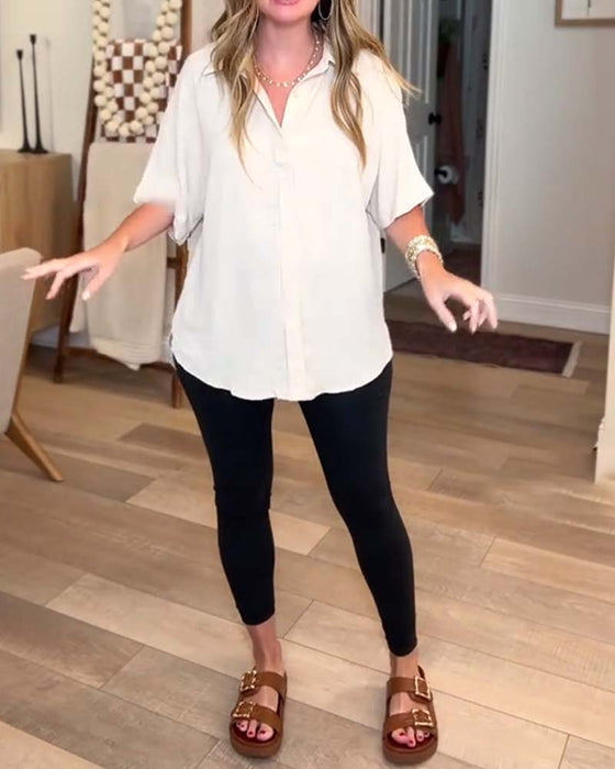 Skjorte Solid Knapp-Ned Krage