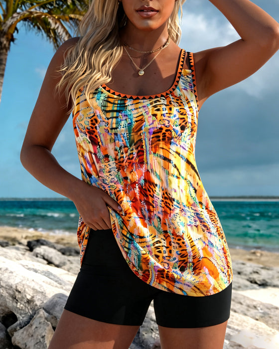 Tankini Fargerik Leopard Trykk