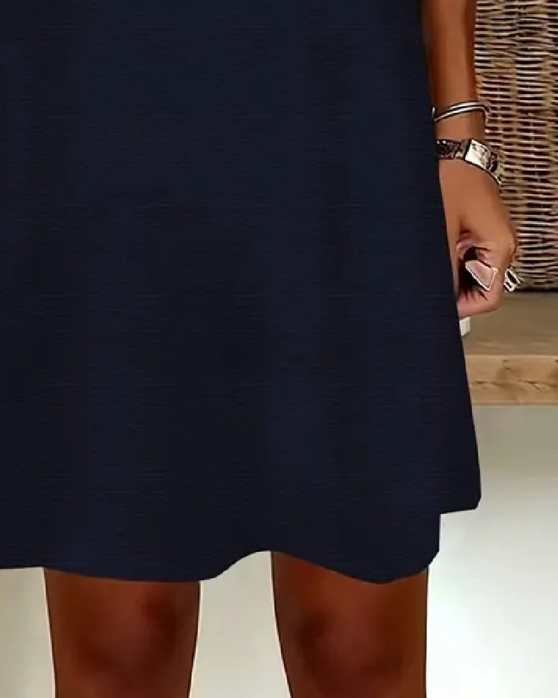 Kjole V-Utringning Kortsermet Ensfarget Slire