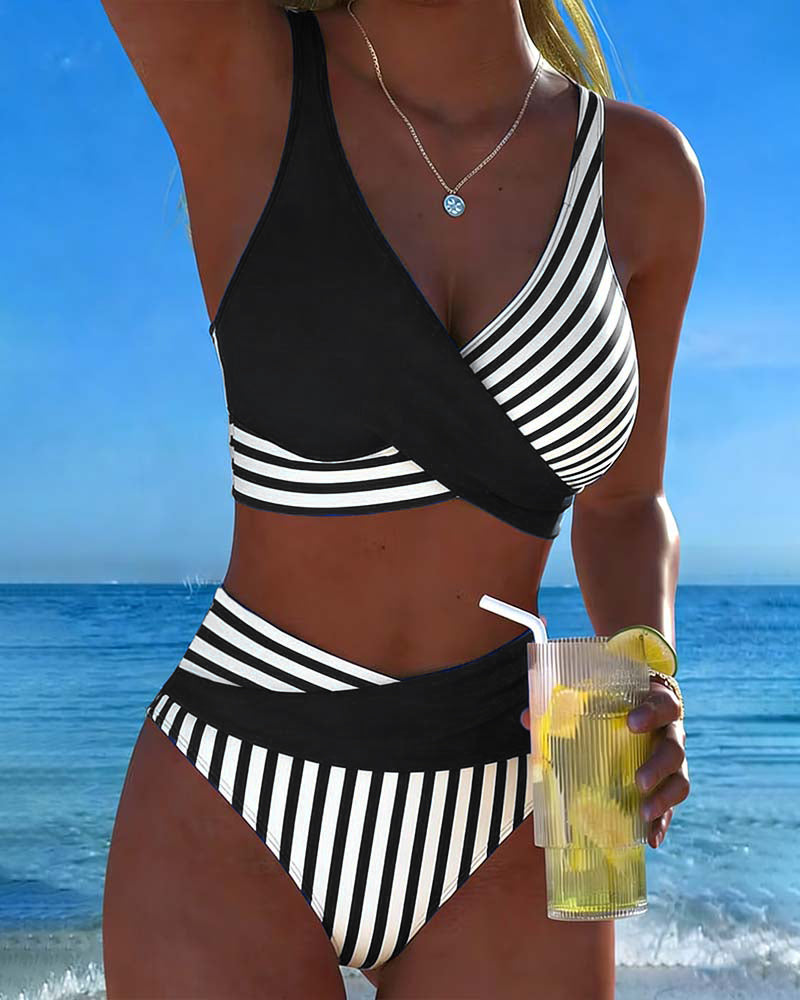 Bikini Kryssstripet Trykt