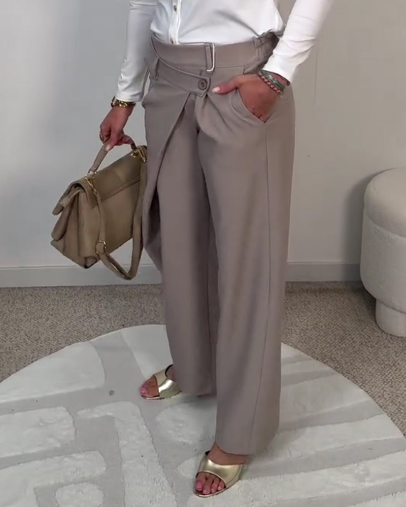 Bukse Casual Ensfarget Asymmetrisk