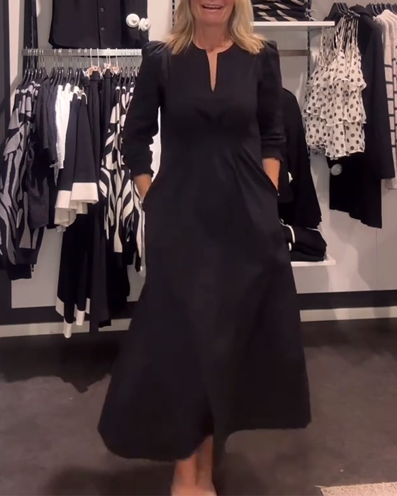 A-Linjekjole Med Pufferm Og Markert Midje