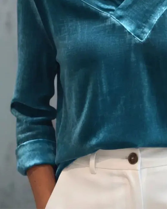 Topp Fløyel Asymmetrisk-Halter Kors-V-Hals
