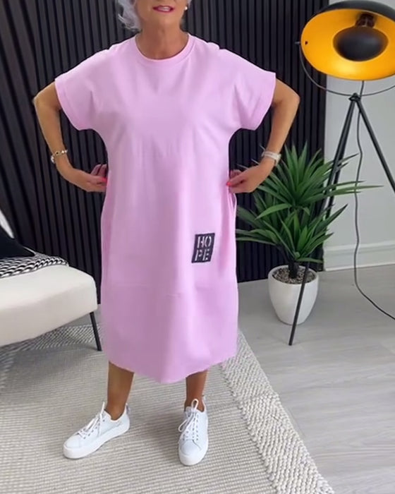 Kjole Kort Erme Uformell Rett Lomme