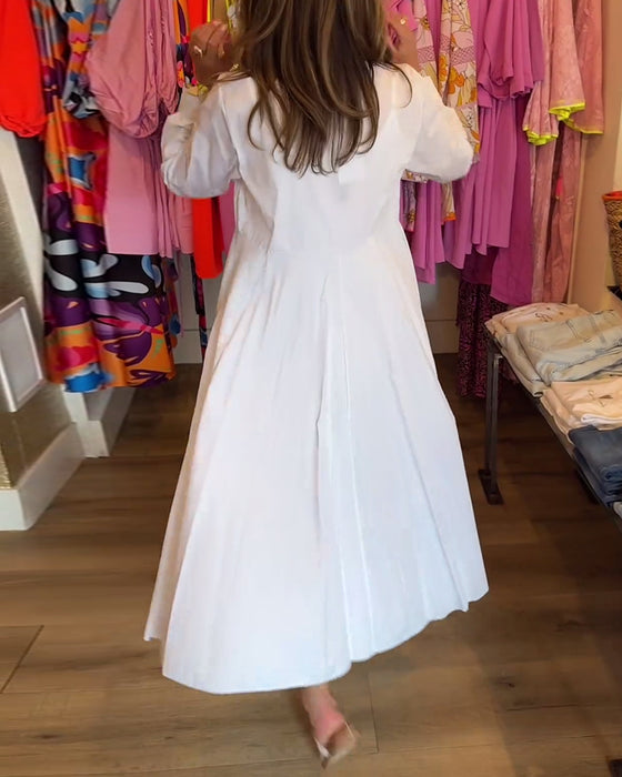 Ensfarget casual kjole med jakkeslag