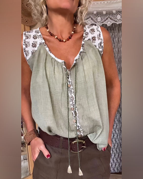 Singlet Enkel Ermelette Bomull Lin