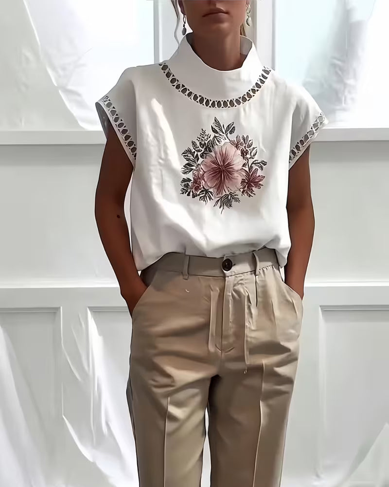 T-Skjorte Halv Turtleneck Ermløs Hull