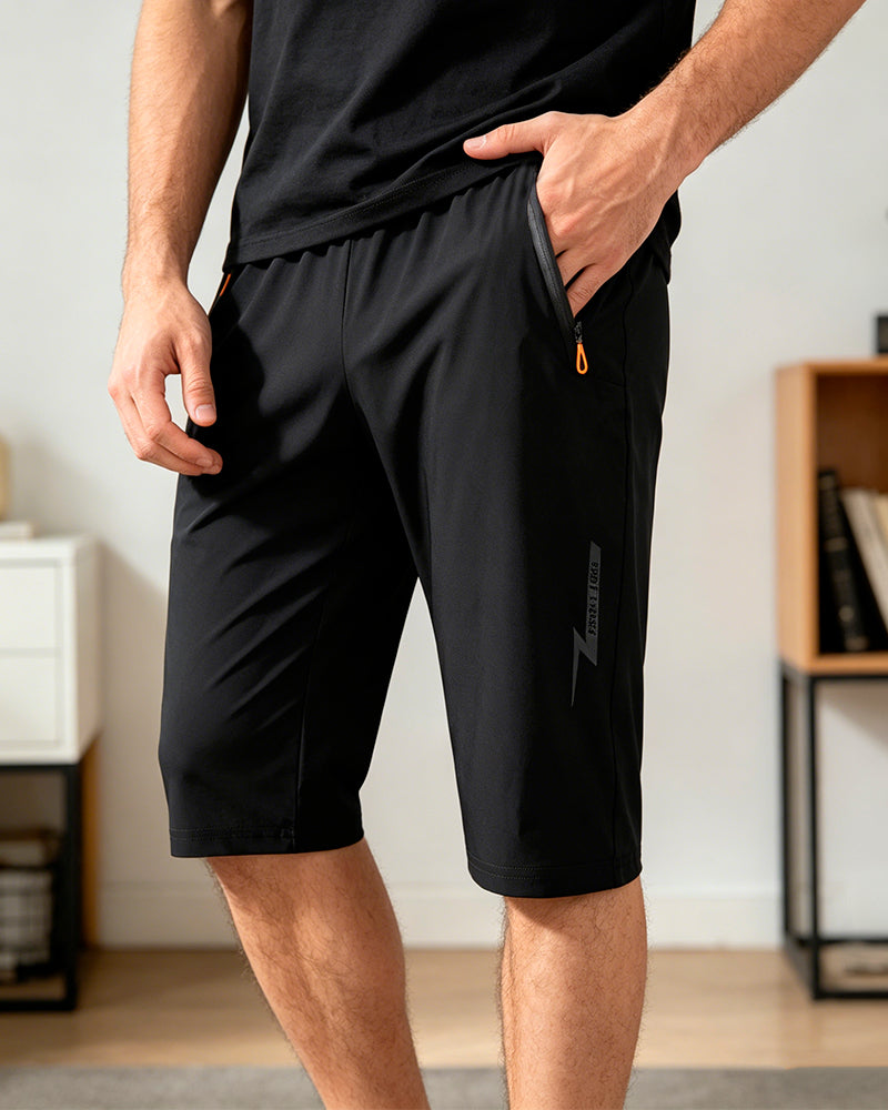 Shorts Herre Avslappet Sport Ensfarget Fempunkt