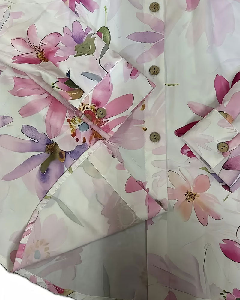 Skjorte Lang Erme Blomstret Trykk