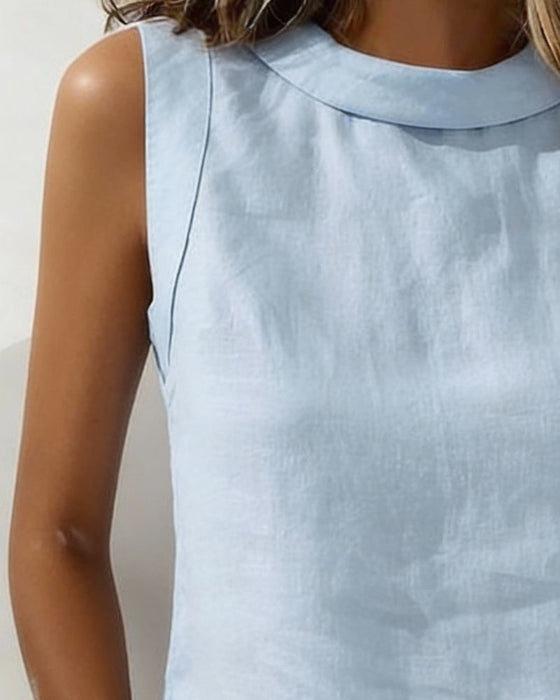 Bluse Ren Bomull Krage Ermløs