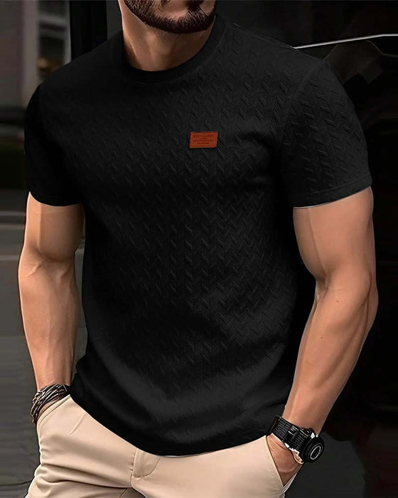 T-Skjorte Menn Jacquard Kort Erme
