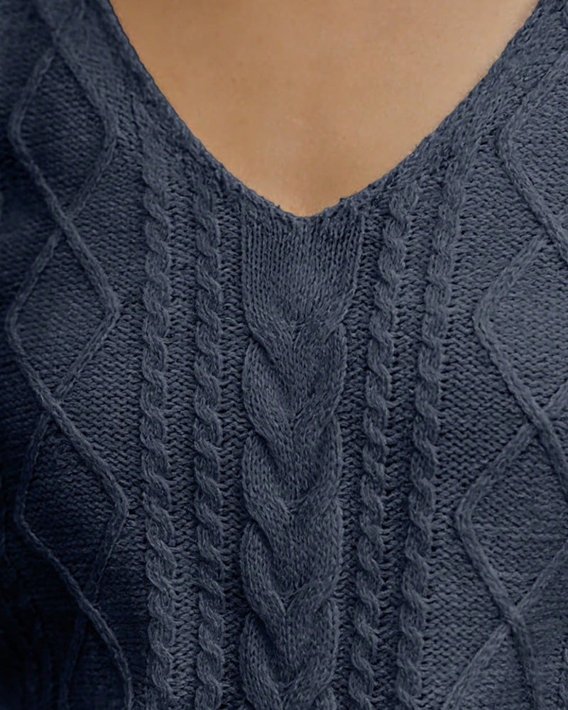 Pullover Argyle Kortsermet V-Utringning