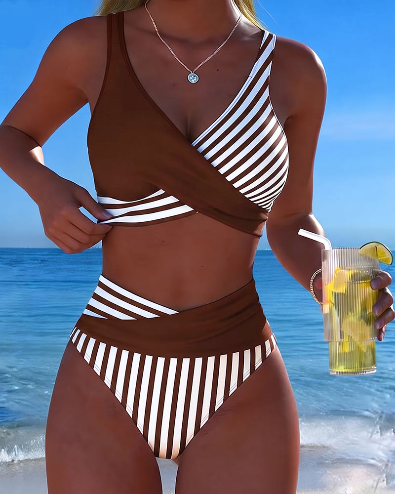 Bikini Kryssstripet Trykt