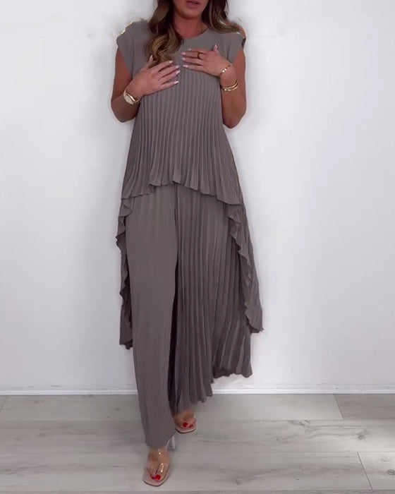 Dress Moteriktig Streetstil Ensfarget Todelt
