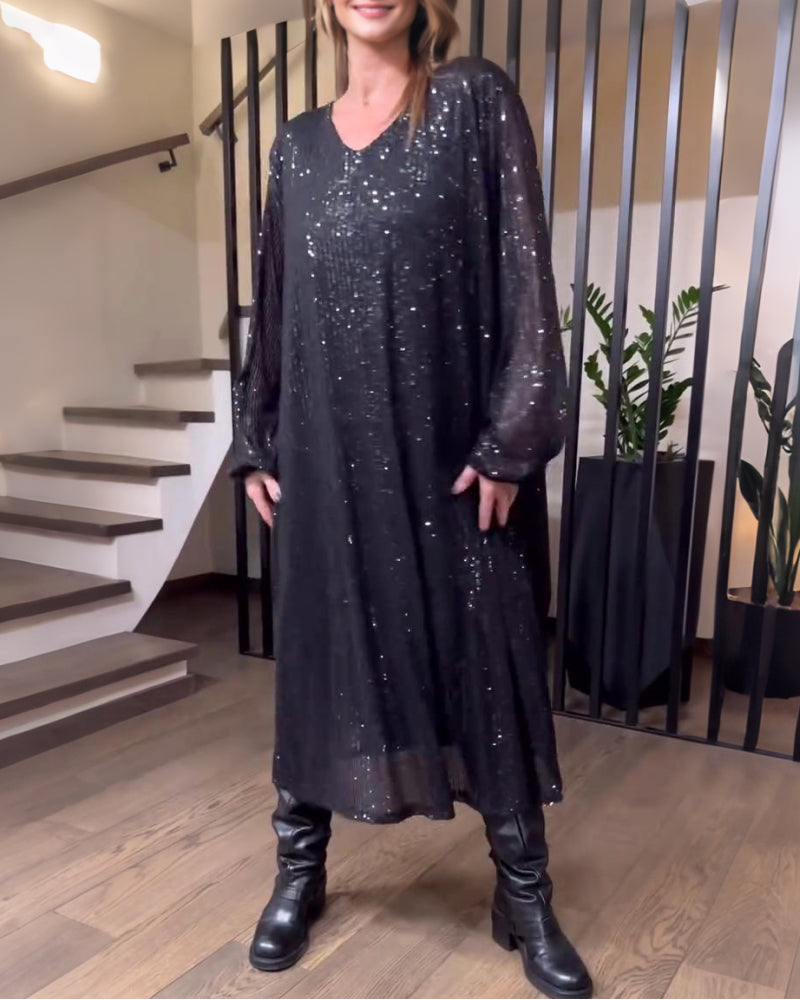 Stilfull Helfarget Kjole Med V-Hals