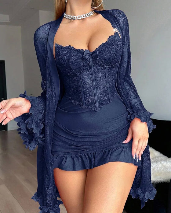 Kjole Blonde Dekke Spagettistropp Blondekant Pyjamas