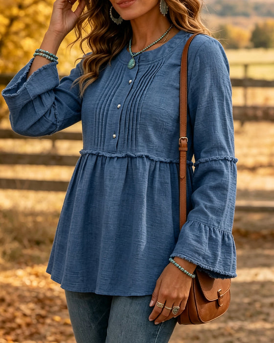 Bluse Enfarget Rund Hals