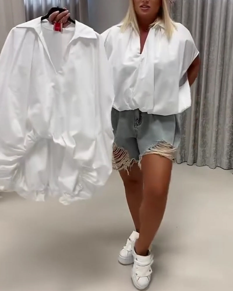 Bluse Jakkeslag Loose Fit Flagermuserme