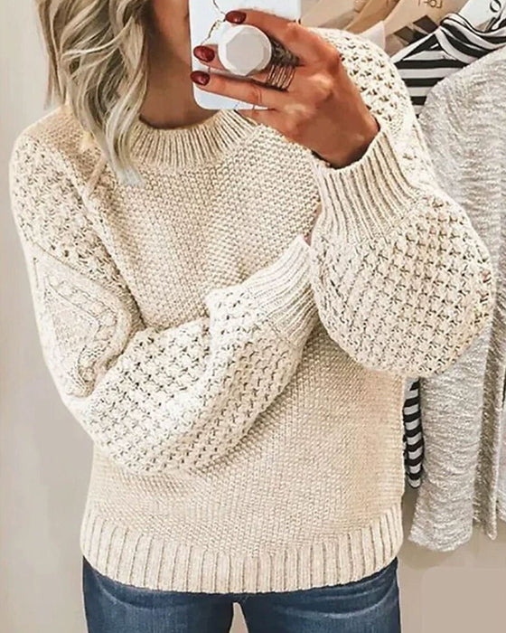 Pullover Allsidig Solid Farge Strikket