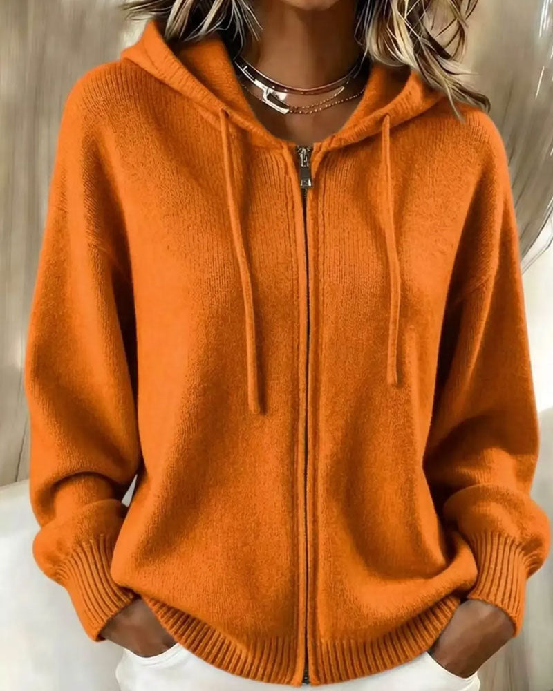 Cardigan Hetter Drop Skulder Glidelås Strikket