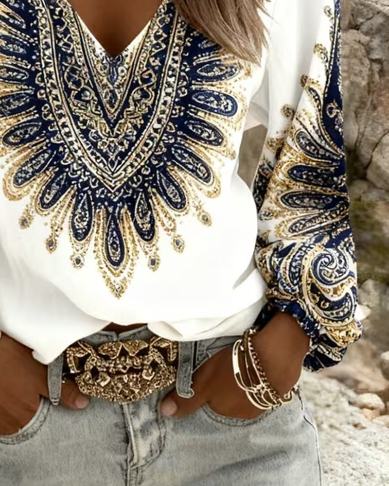 Topp Med V-Hals Og Retroprint