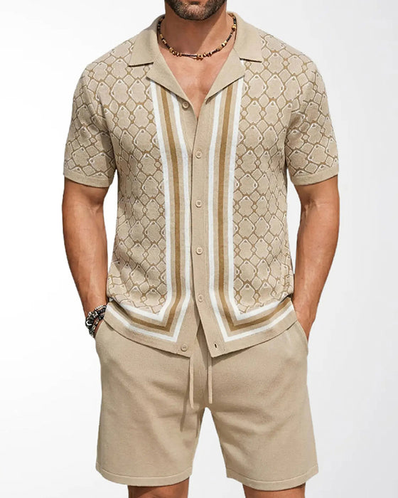 Sett Kortermet Cardigan Og Shorts Todelt