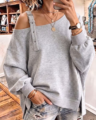 Sweatshirt Blott Skulder Stropp Splitt Løs Passform