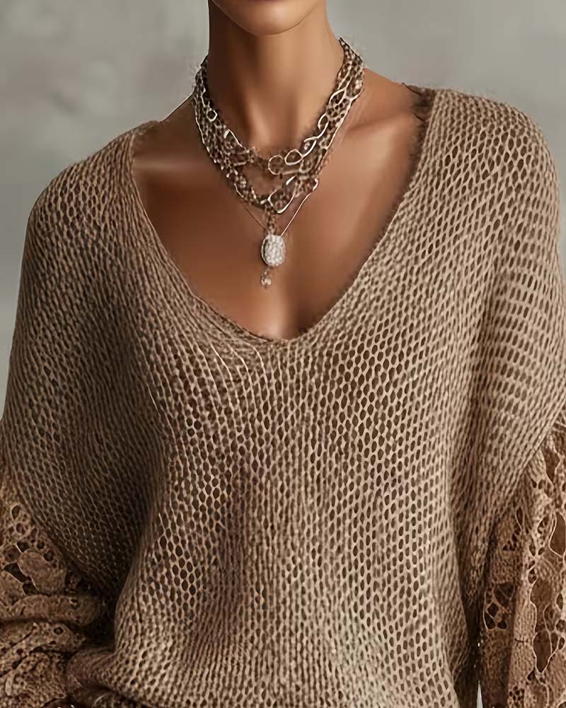 Pullover Blonde Utskjæring Lappeteppe Lanterneerme