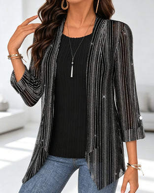 Bluse Fake Todelt Linje Trykk