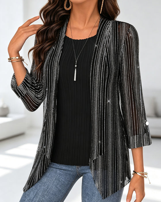 Bluse Fake Todelt Linje Trykk