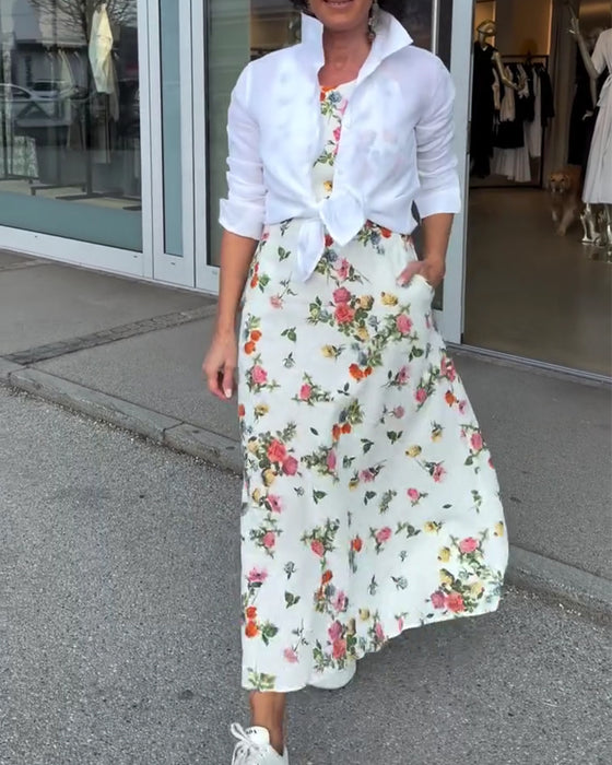 Kjole Ermløs Trykt Casual