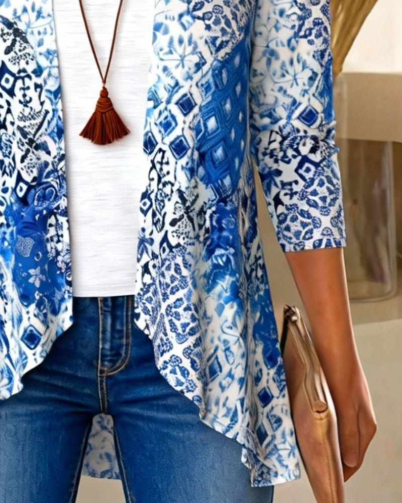 Trykt Uregelmessig Bluse I Faux To-Delt Stil