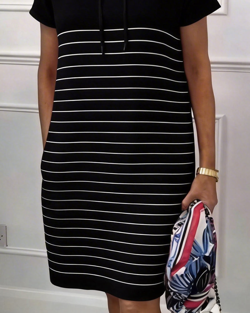 Kjole Med Hette Stripet Casual