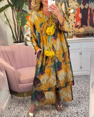 Retro løst trykket casual sett