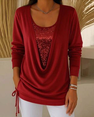 Topp Med Paljetter Og Kontrastfarger I Tofarget Look