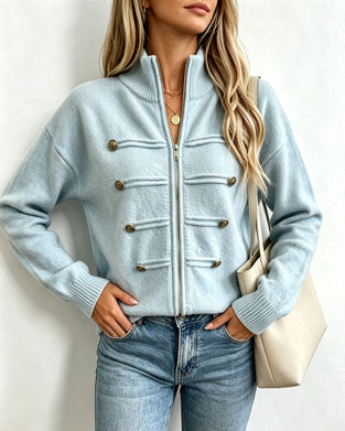 Cardigan Mandarin Krage Mote Glidelås Strikket