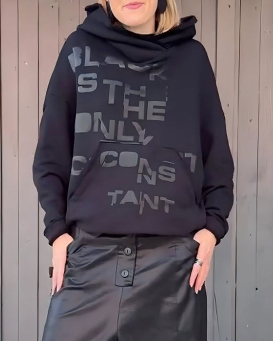 Hoodie Bokstav Trykk Løs Lang Erme Pullover