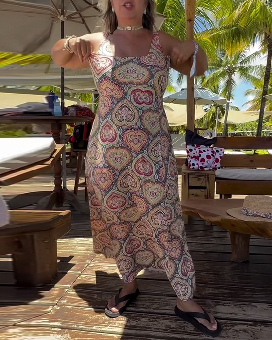 Badedrakt Stroppeløs Hjerte Ferieprint