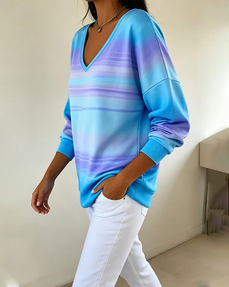 Sweatshirts V-Hals Lang Erme Ombre