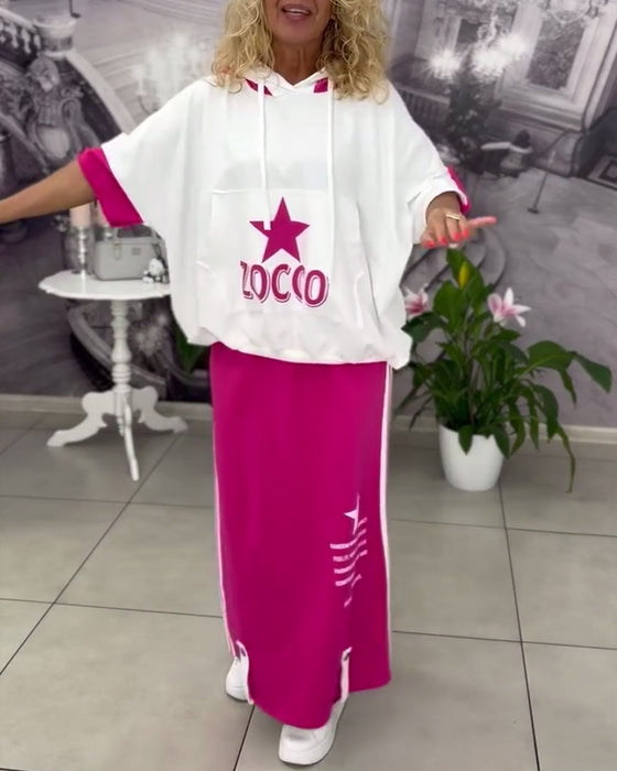 Sett Med Hette Snøring Trykt Skjørt