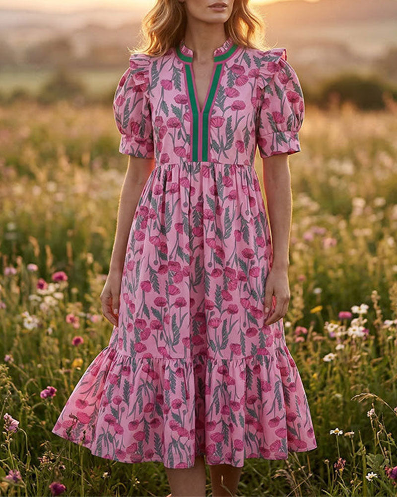 Kjole Høy Midje Trykket