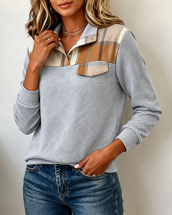 Sweatshirt Rutemønster Lappverk Jacquard Jakkeslag