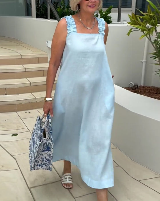 Kjole Firkantet Utringning Ermløs